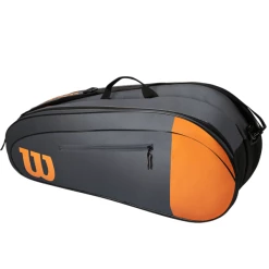 Wilson Team 6 Racket Bag Orange Grey -Cheap Squash Store BAWI21481Team6OrangeGrey P2